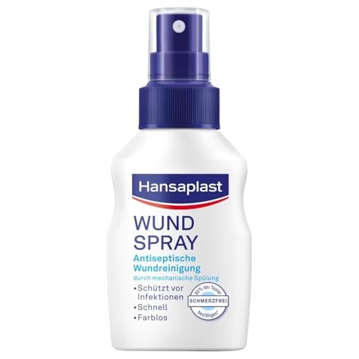 Hansaplast Wundspray (50 ml), zur antiseptischen Wundreinigung durch mechanische Spülung, Spray schützt vor Wundinfektionen, farblos und besonders hautfreundlich