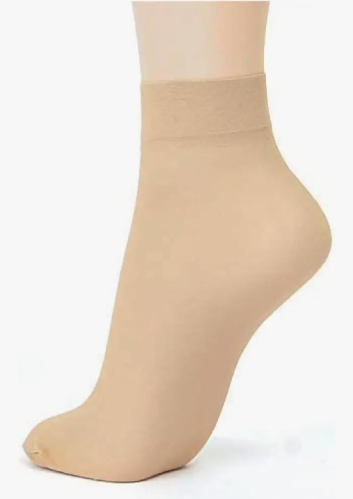 Women's Ankle Length Socks Set, Black and Beige Colors, 2 Pairs 1