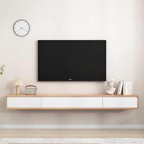 Schwebender TV-Ständer, Wandmontage, Media-Center, Aufbewahrungskonsole mit Tür und Regalen, Unterhaltungseinheit für Wohnzimmer