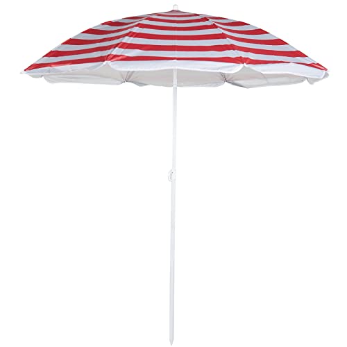 Unibos 1.7m Garden Beach Patio Tilting Tilt Umbrella Parasol Sun Shade Protection UPF40 Red-White Strip Unibos 1.7m Garden Beach Patio Tilting Tilt Umbrella Parasol Sun Shade Protection UPF40 Red-White Strip
