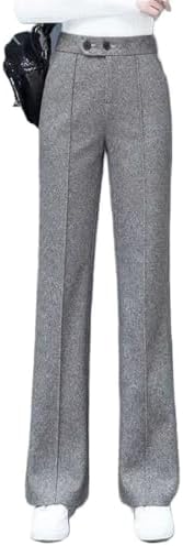 Women's Thickened Wool Blended Straight-Leg Casual High-Waisted L...