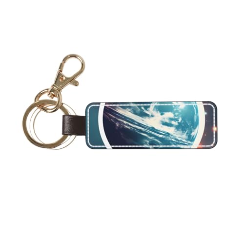 XULLZH Space Planet Earth - Llavero rectangular de cuero con etiqueta para el hogar, coche, organización, llavero, metal, blanco, talla única, Blanco, talla única