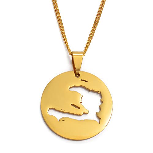 Collier pendentif carte d'Haïti aux finitions haut de gamme