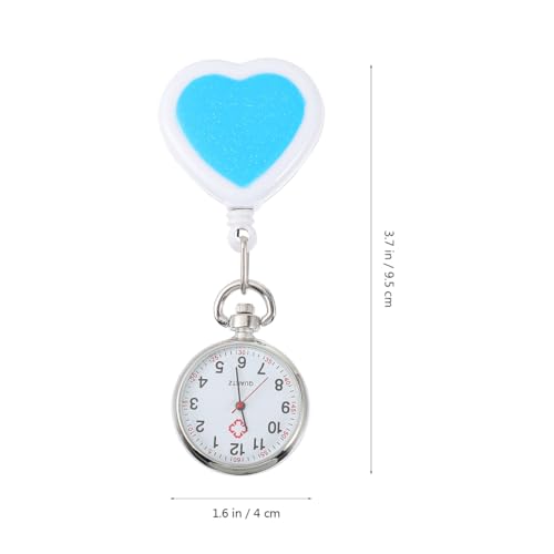 Image of Hemobllo Heart Shaped Retractable Nurse Pocket Watch Quartz Clip-on Hanging Table with Second Hand for Professionals