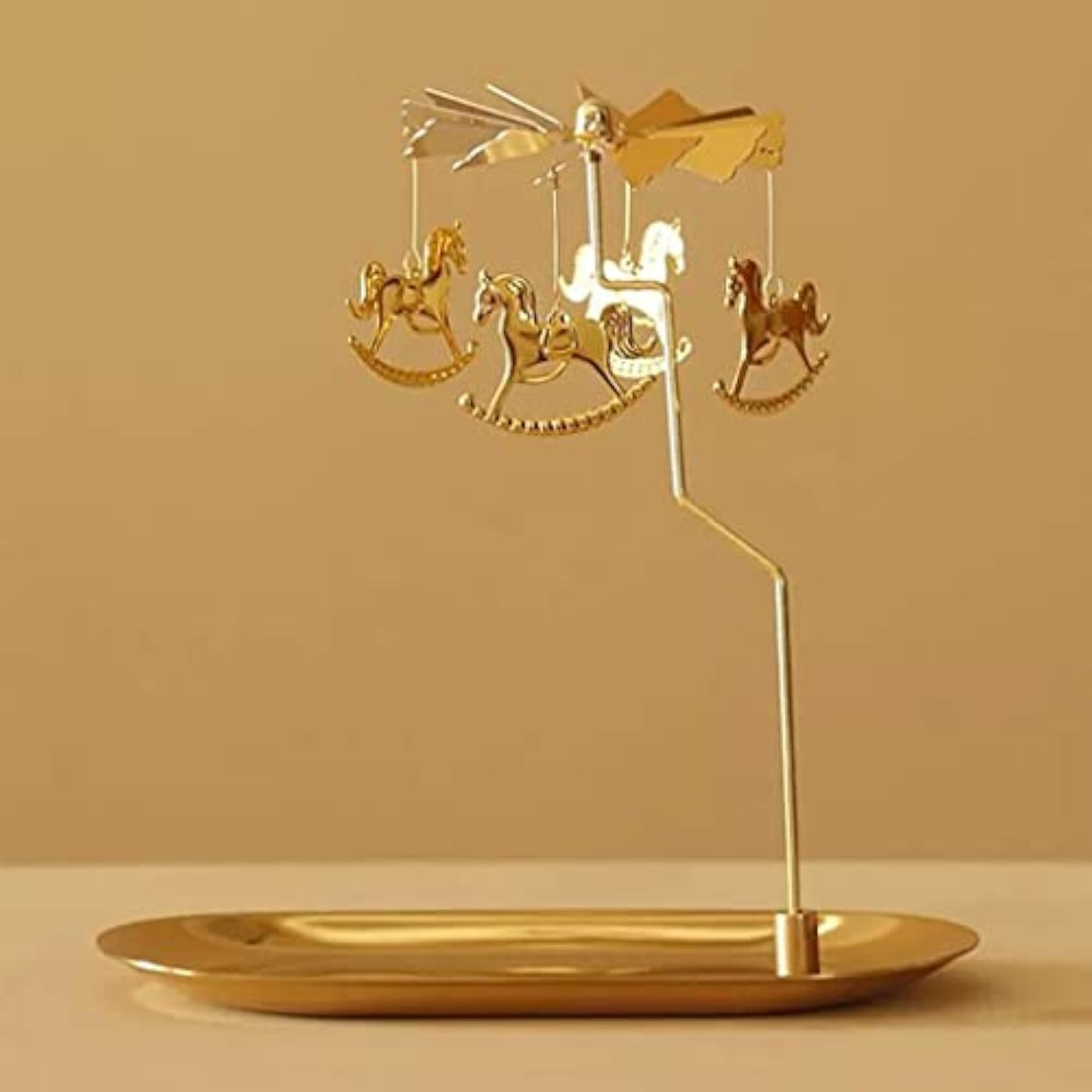Rotating Spinning Tea Light Holder Stand Horse