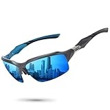 Ofwin Polarized Sports Sunglasses for Men Women Wrap Around Half Frame Cycling Fishing Bike Running Sun Glasses UV Protection Gray/Blue