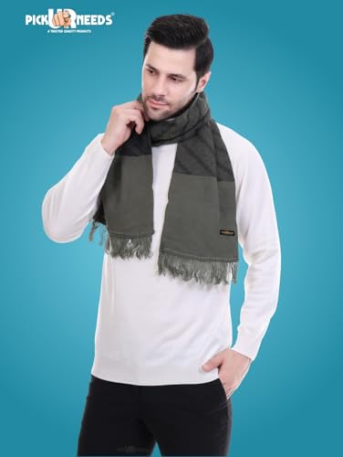 Image of Pick Ur Needs Premium Men's Warm And Stylish Woolen Muffler Angoora With Solid Color Plain Design And Stylish Tussles Ends Muffler For Men