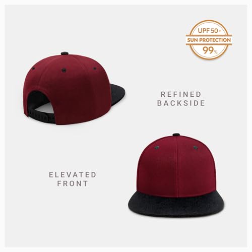 Image of CHOK.LIDS Flat Bill Visor Classic Snapback Hat Blank Adjustable Brim High Top End Trendy Color Style Plain Tone Baseball Cap