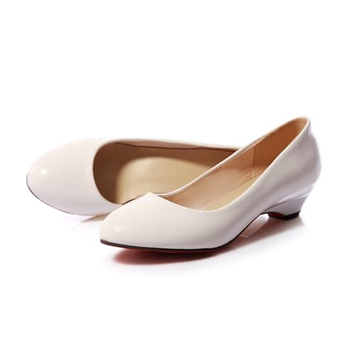 LYYSKY Women's Casual Round Toe Heel Slip-on Low Heel Comfortable Simple Pumps Plus Size EU32-EU48/US2-US154