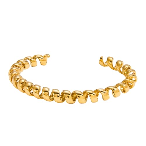 [Oxxggkao] Elegant Spring Coil for Women Stainless Steel Open Bangle Minimalist Design Jewelry Any Occasion Spring Telephone Wir