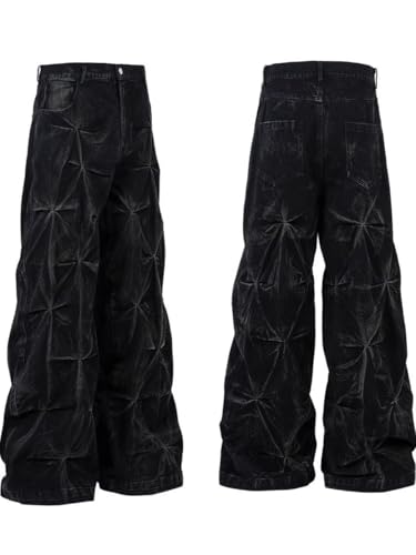 Men's American Hip Hop Denim Jeans with Zipper Details3