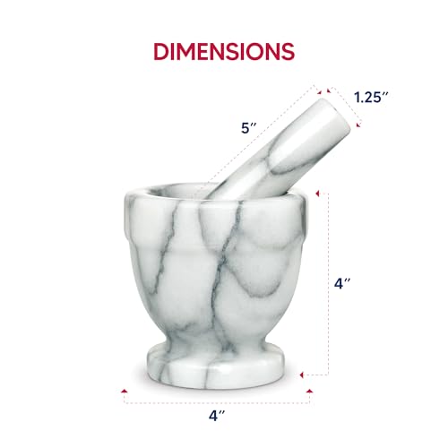 Harold Import Co 43755 HIC Mortar and Pestle, Solid Marble, White