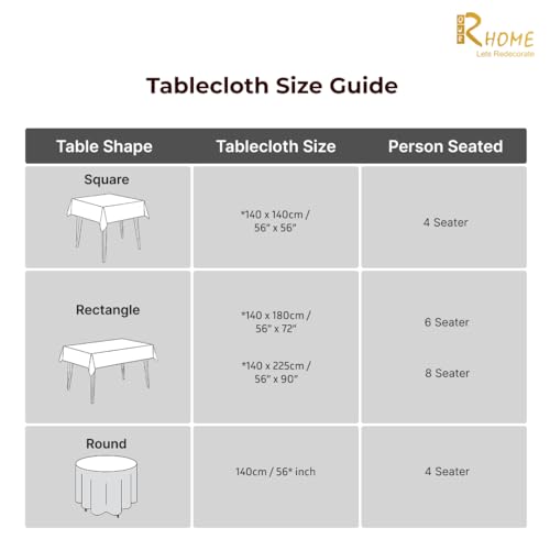 Image of R home 100% Cotton Solid Table Cover | 200 GSM Thick Fabric, Anti-Skid | Machine Washable & Reusable | Ideal for Dining Table & Centre Table, Easy Maintenance (Latte, 56 x 56 Inch)