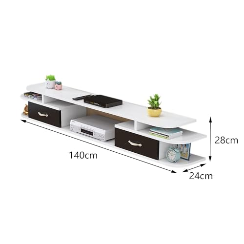 Meuble TV flottant blanc et console multimédia murale de rangement