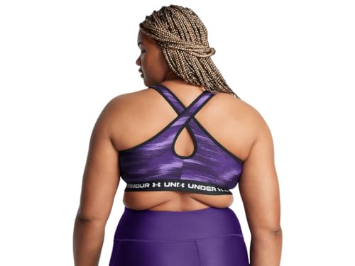 Image of Under Armour Womens Mid Crossback Print Sports Bra - Strategic Support and Breathability 3X Purple-White