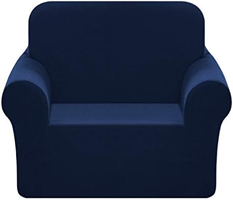 Chelzen Stretch Chair Cover 1-Piece Polyester Spandex Fabric Arm-Chair Slipcover Living Room Sofa Couch Slip Covers Protectors (Chair, Navy Blue)
