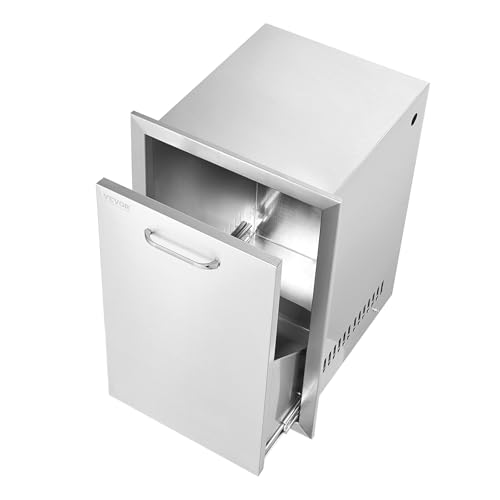 VEVOR Outdoor Kitchen Trash Drawer 16"W x 24.4"H x 16"D Inch, Outdoor Kitchen Propane Tank Drawer, Stainless Steel Pull Out Trash Drawer, with Handle for BBQ Island Trash Bin, Trash Can Pull Out by Mophorn - Image 8