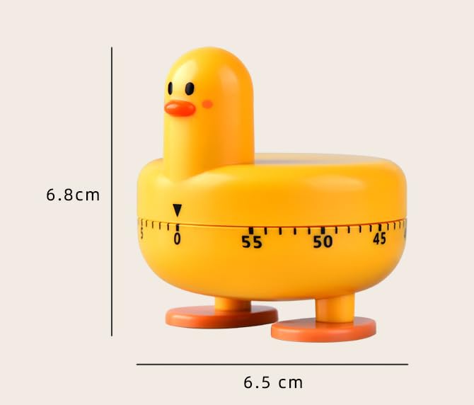 YEEKIDAIJ Cooking Timer Cute Duck Kitchen Timer 60 Minute Wind Up Mechanical Rotating Alarm for Kitchen Cooking Baking (Yellow) - Image 2