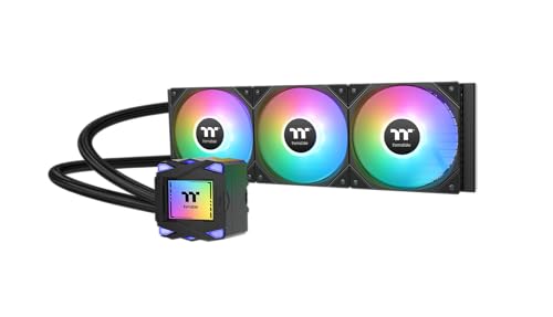 Thermaltake LA360 ARGB Sync AIO Wasserkühlung 360mm – RGB Wasserblock im Gaming-Style, 3×120mm ARGB Lüfter bis 2500 RPM, vorinstalliert, Intel/AMD kompatibel, Schwarz