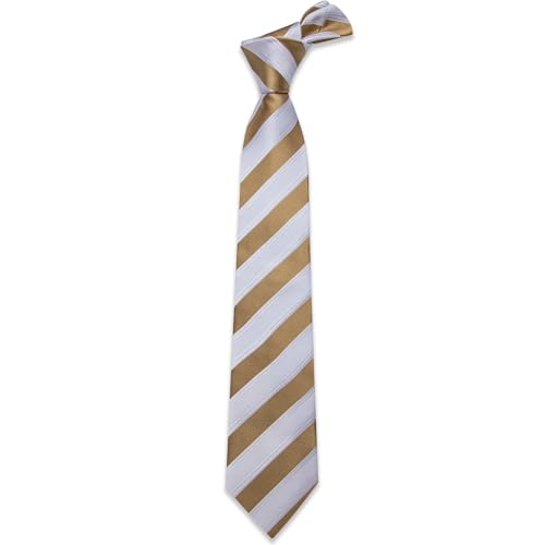 Image of YourTies Striped Ties for Men Classic Woven Silk Necktie with Handkerchief Cufflinks Set Formal Business Party Wedding