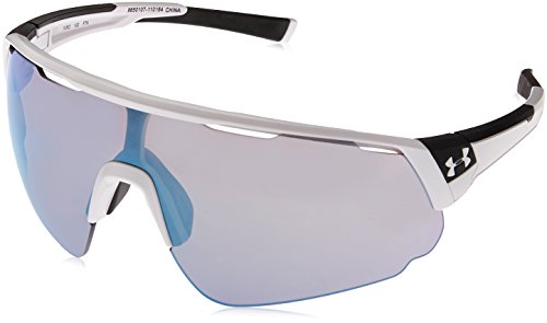 Under Armour unisex adult Changeup Sunglasses Sunglasses, Satin White Ua Tuned Baseball With Blue, X-Large US