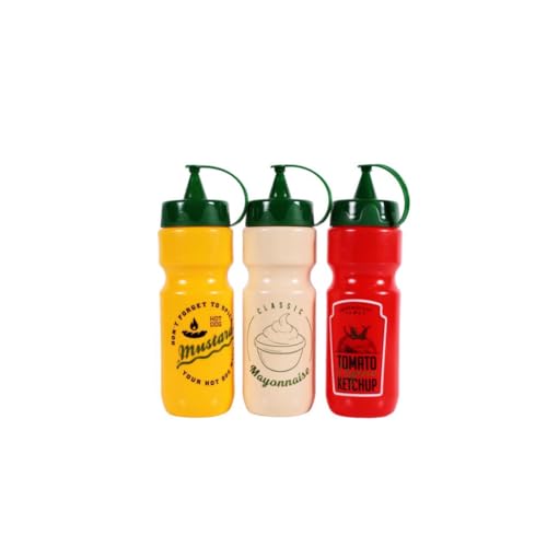 162324-000 Desenli Ketçap-Mayonez-Hardal Şişe Seti 660 ml