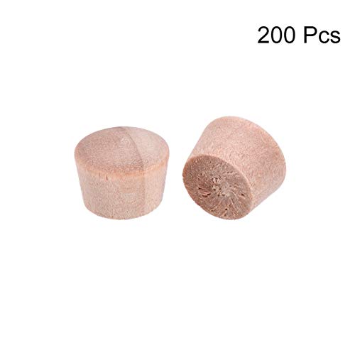 Image of uxcell Wood Button Top Plugs 3 /8 Inch Wood Color Hardwood Furniture Plugs 9 /25 Inch Height 200 Pcs