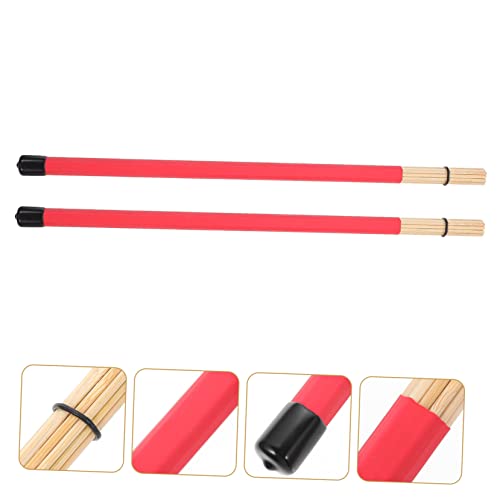 Par de baquetas de percusión reemplazo plástico rojo miniatura 4