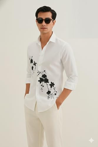 Image of Lymio Men Shirt | Premium Embroidered Shirt for Men | Long Sleeve Slim Fit Casual Shirts for Men | Trendy Wedding & Festive Ready (Packs Also Available) (01-04)