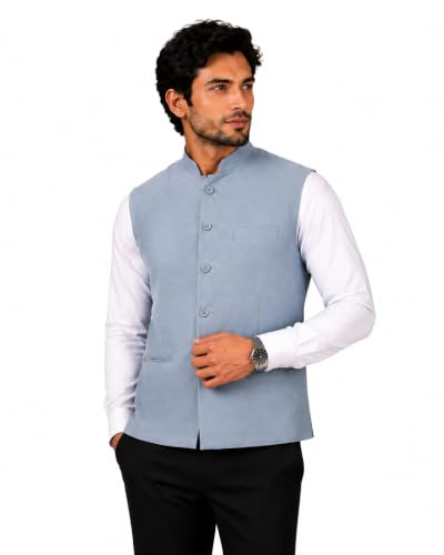 Image of Vastraa Fusion Bandi Modi Koti, Nehru Jacket for Men, Cotton Waistcoat for All Occasion: Diwali, Wedding, Ethnic, Office Party, Formal & casual Look