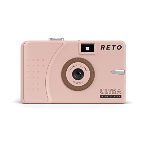 RETO Ultra Wide und Slim 35 mm Wiederverwendbare Tageslicht-Filmkamera - 22 mm Weitwinkelobjektiv, fokusfrei, leicht, einfach zu bedienen (Pastellrosa) Cover