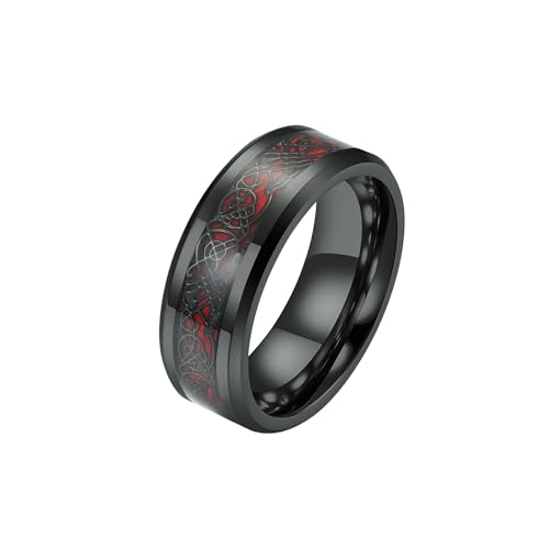 HUANGBONIG Anillo de dragón de fibra de carbono para hombre, joyería personalizada de tungsteno dorado, 10#, Metal
