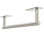 WZRUA Kitchen Roll Holder Under Cabinet, Self Adhesive or Wall Mounted Paper Towel Holder, Brushed Nickel Double Post Pivoting Stainless Steel Kitchen Paper Holder (Square Base)