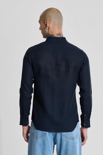 Image of SNITCH Men Casual Shirt | Slim Fit Full Sleeve Classic Collar Solid Pattern | 100% Linen, Breathable & Lightweight Fabric, Machine Washable