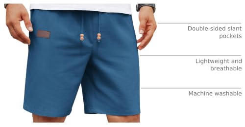 Image of COOFANDY Mens Casual Linen Shorts Elastic Waist Drawstring Loose Fit Summer Beach Vacation Shorts with Pockets