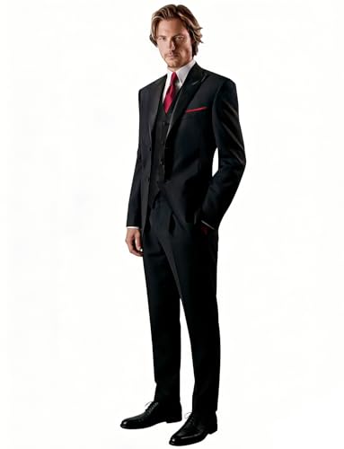 Costume 3 pièces homme coupe ajustée gilet et veste élégante de cérémonie