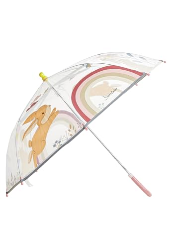 Sterntaler Regenschirm Hase Hanni - Kinderschirm mit Motivdruck & Klettverschluss - halbrunder Griff - leichte Handhabung - Durchmesser 70cm - für Mädchen - Outdoor Geschenk Idee, transparent