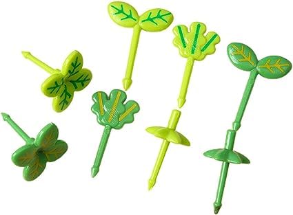 8Pcs Green Fruit Fork Mini Leaf Food Picks Fun Toddler Tiny Fork for Sandwich, Cake,Salad, Lunch Box Bento Decor, Party Supplies Bento Boxes