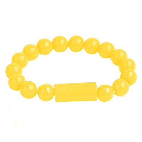 tecmac Beaded Wrist Bracelet 8 Pin USB Cable | Data Sync - Charge | Portable | Yellow