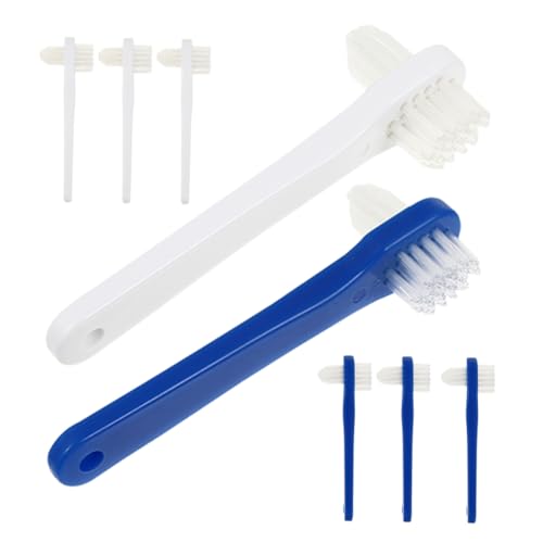 TOGEVAL 8 piezas Cepillo de Dientes para Dentaduras Postizas Doble Cabezal Suave para Limpieza de Prótesis Portátil y Compacto Cuidado Bucal