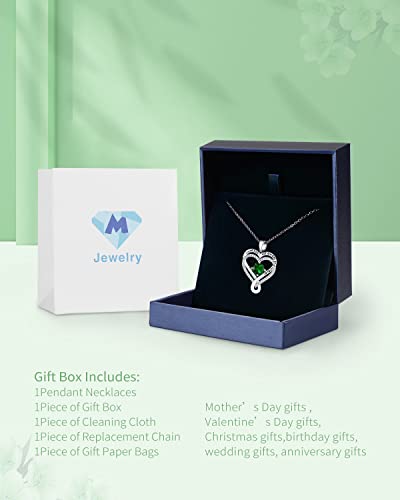Infinity Heart Birthstone Jewelry For Wife Love Womens Necklace Silver Wife Birthday Gifts Anniversary For Girlfriend Gift Ideas For Mom Daughter Sister Grandma On Mother’s Day Valentine’s Day Christmas (Silver-May-Emerald) #TOP4