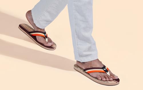 Image of Neeman's Modern Striped Fusion Flip Flops for Men | Orthopedic & Cushioned Slippers | Soft, Lightweight, Flexible Indoor Outdoor Chappal