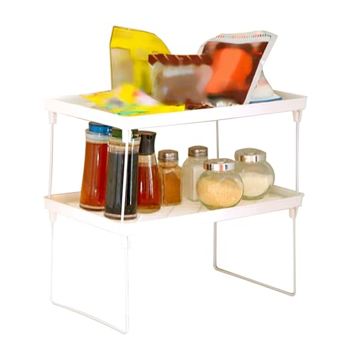 Zerodis Cabinet Organizer Shelf, Kitchen Cabinet Organizer Shelves Multifunction Foldable Counter Cupboard Storage Shelf Stackable Counter Top Shelf for Bathroom