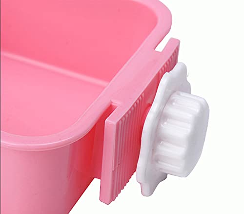2-in-1 abnehmbarer Hundenapf für Hundekäfige, Welpenfutter, Wassernapf mit Bolzenhalter, Edelstahl, Haustier-Hängeschale, Futter-Wassernapf, 2 Stück/Set (klein, quadratisch, Rosa)