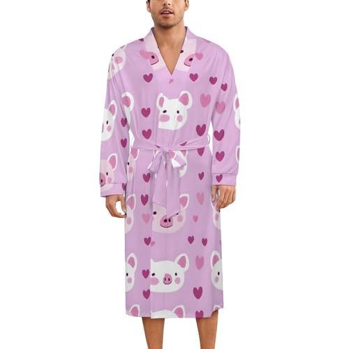 Robe de nuit en soie homme femme : kimono léger imprimé cœur avec ceinture