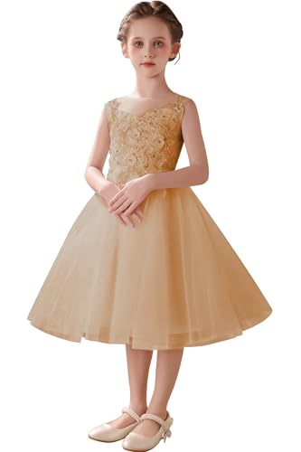 Flower Girl Dresses for Wedding Tulle 3D Flower Appliques First Communion Dresses for Girls