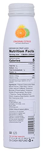 Uptime Original Citrus Energy Drink, with Other Natural Flavors, Natural Caffeine, Sugar Free, Vegan, Gluten Free & Non-GMO, 12 Fluid Ounce (Pack of 12)