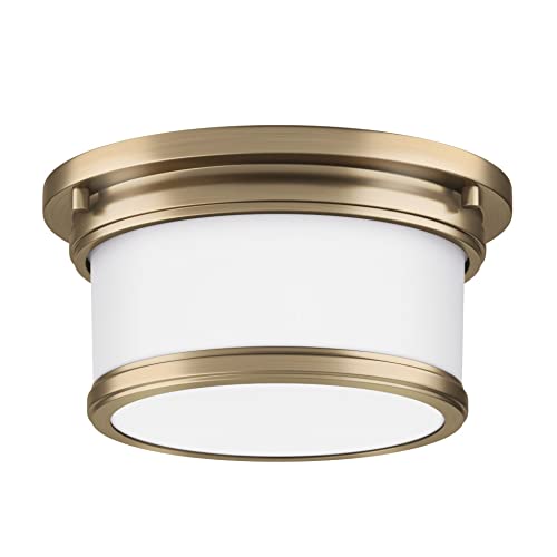 Flash Deals - 60% OFF Park Harbor PHFL4031AB Park Harbor PHFL4031 Summerlake Single Light 9-1/2" Wide Flush Mount Drum Ceiling Fixture with Frosted Glass Shade