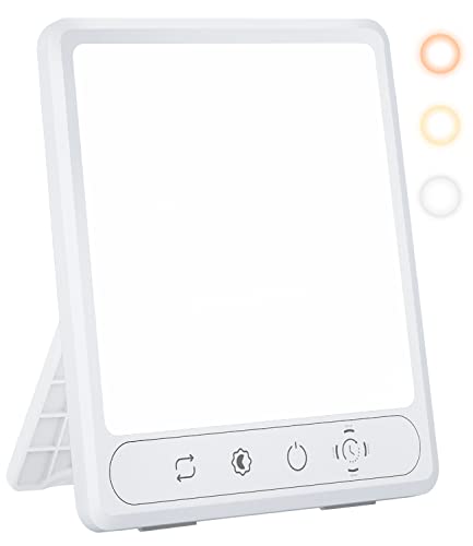 HILOLY Light Therapy Lamp, UV-Free 10000 Lux Therapy Light, Sun Lamp with 5 Adjustable Brighteness & Color Temperature, Touch Control and 4 Timer Funtion, Sunlight lamp for Seasonal Sunlight Changes