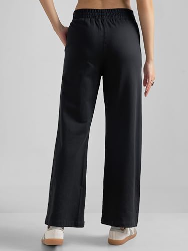 Image of Tokyo Talkies Pure Cotton Flared Wide Leg Trousers | Mid-Rise with Side Pockets|Casual Pants